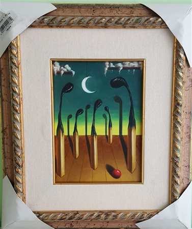 Davide Nunziante, "Trittico metafisico 03", olio su tela cm 18x24, autentica...