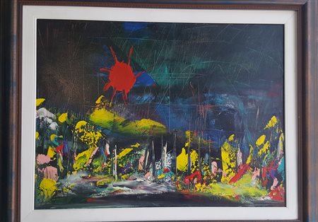 Bruno Antonazzo, "Paesaggio", olio su tela cm 60x80, autentica dell'Artista...