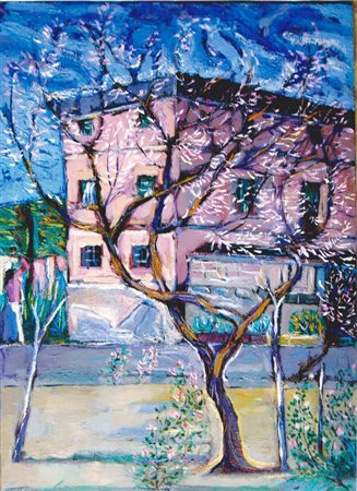 Giuseppe Piccardo, "La casa rosa", olio su tela cm 70x50, autentica su foto