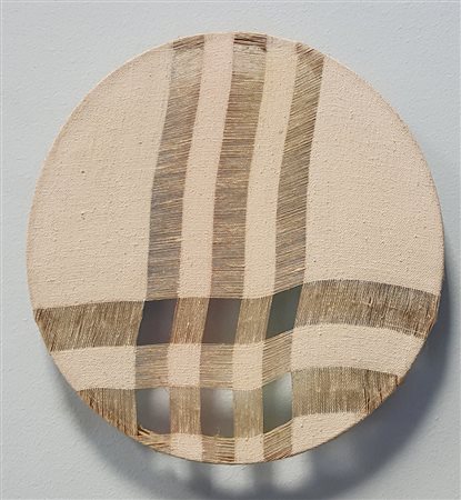 Giustino Caposciutti, "Composizione", tecnica mista su tela diametro cm 27,...