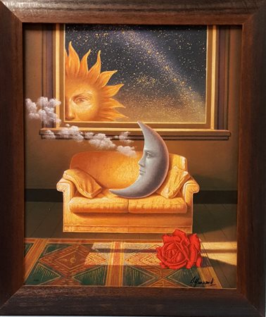 Antonio Nunziante, "S.T.", serigrafia polimaterica su tela cm 60x50, firma in...