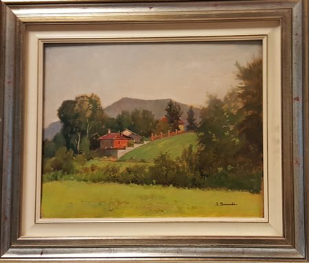 Ignazio Berardo, "Giaveno", olio su tavola cm 50x40, firma in basso a dx