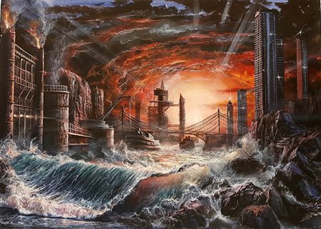 Mauro Pani, "Raggio di luce", acrilici su tela cm 50x70, firma in basso a sx