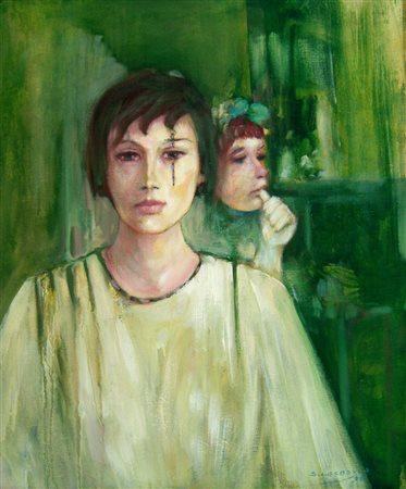 Sandro Lo Cascio, "Ricordi", olio su tela cm 60x50, firma in basso a dx