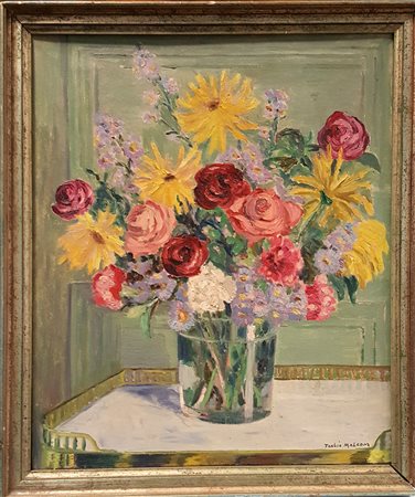 Thalia Malcom, "Vaso di fiori", 1926, olio su tela cm 55x44, firma in basso a dx