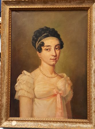 Flanco, "Ritratto di giovane nobile", Scuola Francese, inizi '900, olio su...