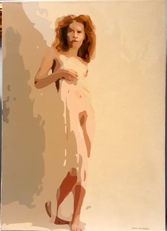 Michele Cimò, "La modella", 2002, olio su tela cm 70x50, firma in basso a dx