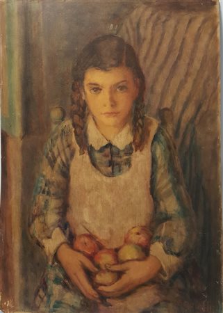 Maria Magnetti, "Anna", olio su tavola cm 86,5x61, firma in basso a dx,...