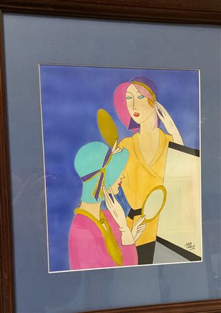 Jean Carlu, "Figure Liberty 02", tempera su cartoncino cm 28x22,5 firma in...