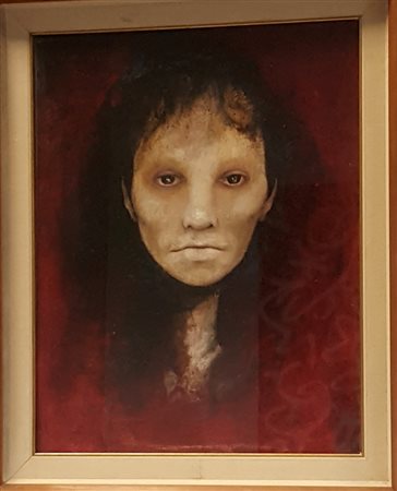 Enrico Colombotto Rosso, "Volto", olio su cartone cm 56x4ù6, firma in basso a...