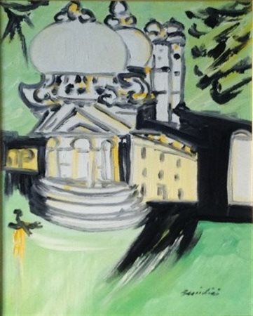 Remo Brindisi, "San Marco", olio su tela cm 50x40, firma in basso a dx,...