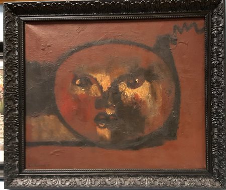 Nino Aimone, "Studio per la guerra", 1959, olio su tela cm 50x60, firma in...