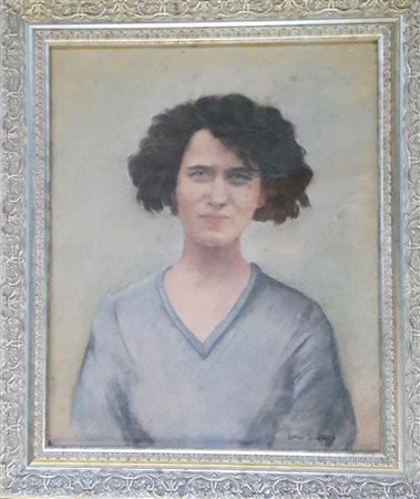 Jean Dunand, "Ritratto di donna", pastelli colorati su carta applicata su...