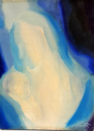 Osvaldo Pivetta, "Maternità", olio su tela cm 30x40, firma in basso a dx