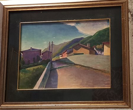 Filippo Mondino, "Tramonto a Fenestrelle", 1949, olio su cartone cm 50x40,...
