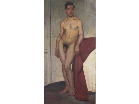 Anonimo (XX secolo), Olio su tela, Nudo 128x64 cm