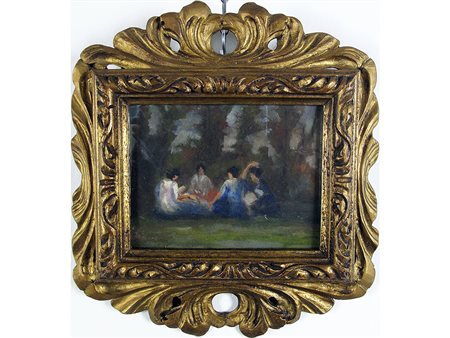 Anonimo (XIX secolo), Olio su cartoncino, Senza titolo 20x15 cm