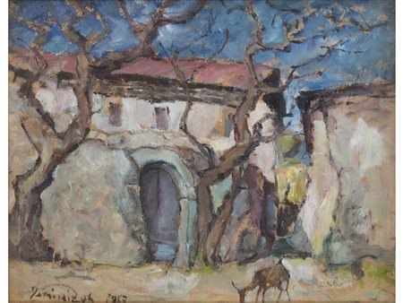 (Dominicus) Giacomo Vittone ( 1898–1995), Olio su cartoncino, Casolare con...