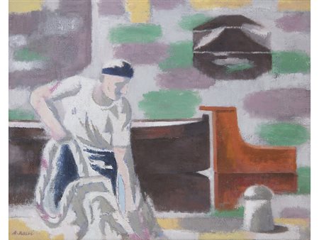 Attilio Rossi (1909–1994), Olio su tela, Barcaiolo 73x93 cm