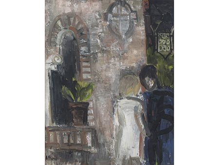 Sergio Altieri (1930), Olio su tela, Notturno a Mirandola 100x80 cm