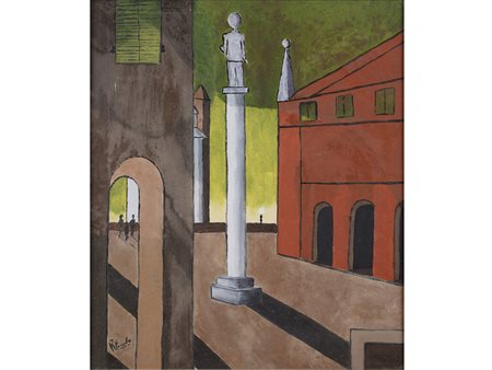 Firma illeggibile (XX secolo), Olio su tela, Piazza 70x60 cm