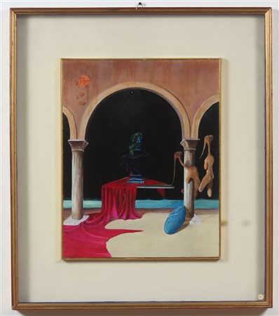 DE PIETRI ALBERTO (n. 1928) La testa incantata. Olio su tela . Cm 40,00 x...