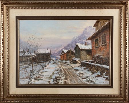 DECCA DINO (1935 - 2005) Inverno. Olio su tela . Cm 72,00 x 54,00. Firma in...