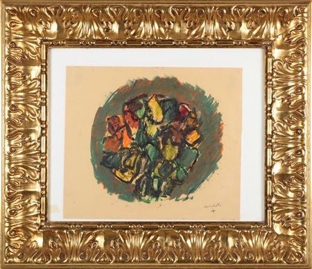 MORLOTTI ENNIO (1910 - 1992) Rose. 1992. Tecnica mista su cartoncino. Cm...