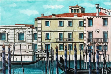 CAPUTO ANTONIO (n. 1933) Casa Centani. Tecnica mista su tela. Cm 60,00 x...