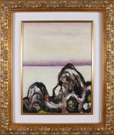 BORRA POMPEO (1898 - 1973) Senza titolo. Olio su tela . Cm 45,00 x 60,00....