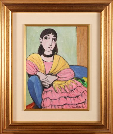 CANTATORE DOMENICO (1906 - 1998) La poltrona blu. 1980. Olio su tela . Cm...