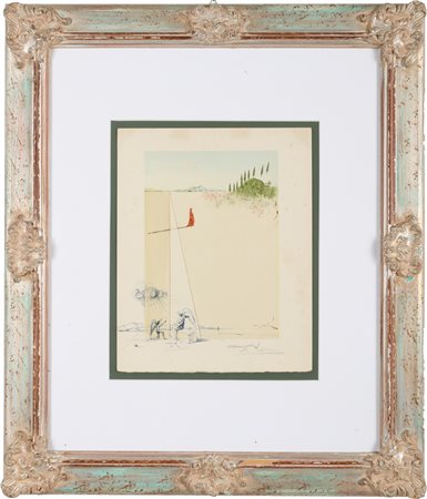 DALI' SALVADOR (1904 - 1989) Senza titolo. Litografia ritoccata a mano. Cm...