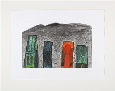 PALADINO MIMMO (n. 1948) Sguardo a destra. Acquaforte. Cm 80,00 x 60,00....