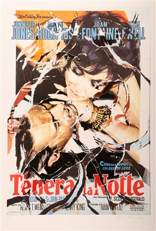ROTELLA MIMMO (1918 - 2006) Tenera la notte. Litodecollage. Cm 70,00 x...