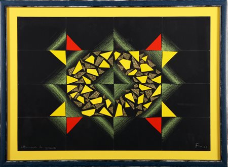 FINZI ENNIO (n. 1931) Alternando lo sguardo. Tecnica mista su cartoncino. Cm...