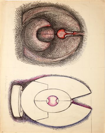 CASCELLA ANDREA (1920 - 1990) Senza titolo. 1970. Tecnica mista su carta. Cm...