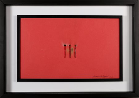 AUBERTIN BERNARD (1934 - 2015) Dessin de Feu. 2003. Fiammiferi bruciati su...