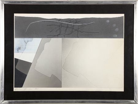 CAGNONE ANGELO (n. 1941) Tramiti. 1983. Tecnica mista su cartoncino. Cm 50,00...