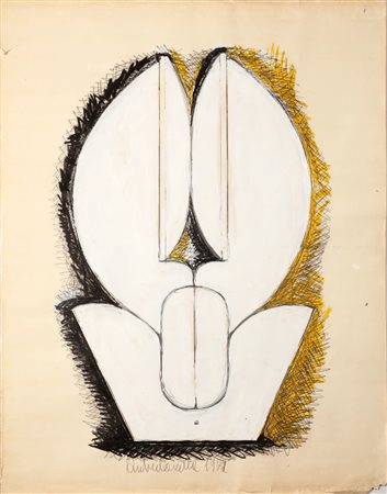 CASCELLA ANDREA (1920 - 1990) Senza titolo. 1972. Tecnica mista su carta. Cm...