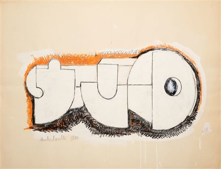 CASCELLA ANDREA (1920 - 1990) Senza titolo. 1970. Tecnica mista su carta. Cm...