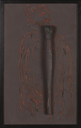 LONGOBARDI NINO (n. 1953) Autoritratto. 1986. Tecnica mista e applicazioni su...