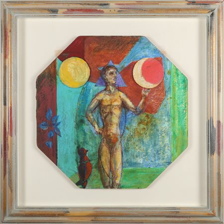 CECCOBELLI BRUNO (n. 1952) Adamo Cadmo. 1995. Tecnica mista su tavola. Cm...