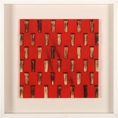 AUBERTIN BERNARD (1934 - 2015) Dessin de Feu table rouge. 2006. Fiammiferi su...