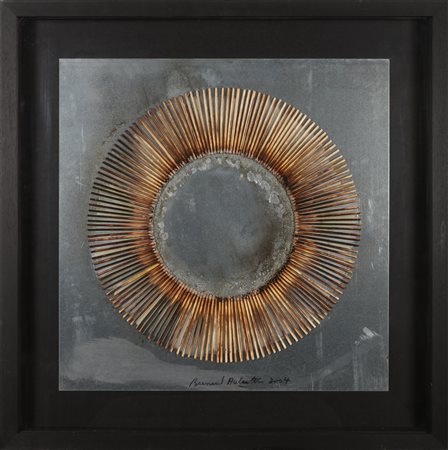 AUBERTIN BERNARD (1934 - 2015) Senza titolo. 2004. Fiammiferi su lamiera. Cm...