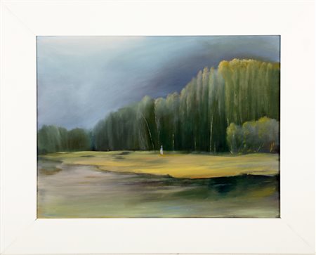 BARTOLINI UBALDO (n. 1944) Sul lago di sera. 2000. Olio su tavola. Cm 40,00 x...