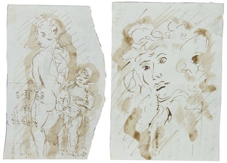 Pittore del XIX secolo Lotto di 5 opere ad inchiostro raffiguranti...