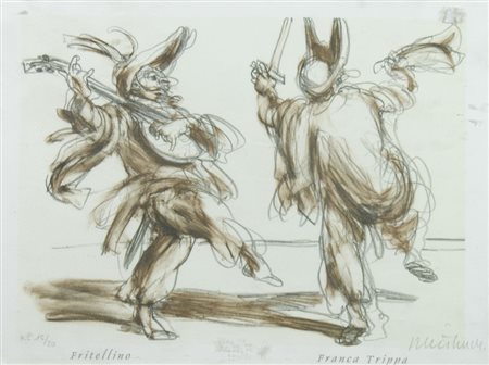 Claude Weisbuch 1927-2014 "Commedia dell'Arte" cm. 28x38 - litografia Firmato...
