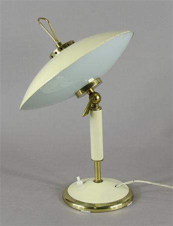 Stilnovo: lampada da scrivania orientabile in ottone, vetro e metallo...