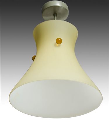 ITRE: lampadario in metallo e vetro giallo incamiciato modello Carlotta.
