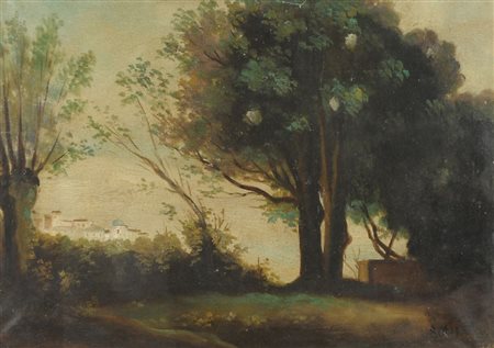 Pittore del '900 Lotto di 2 oli su tela, cm. 50x70 (difetto): a) "Paesaggio"...